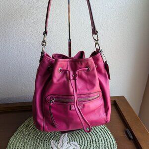Coach Daisy Leather Drawstring Bag Magenta F25661